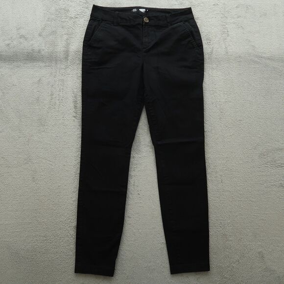 Old Navy Pants Womens Size 6 Black Mid-Rise Flat Front Skinny 29" Inseam Stretch - Picture 1 of 16